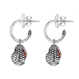 MEY for Game of Thrones Dragonstone Earrings, small eggs, Fire Orange stone, Sterling Silver