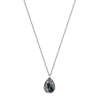 MEY for Game of Thrones Dragonstone Pendant, large egg, blue Labradorite stone, Sterling Silver