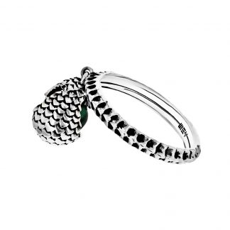 MEY for Game of Thrones Dragonstone Ring, small egg, electric green stone, Sterling Silver